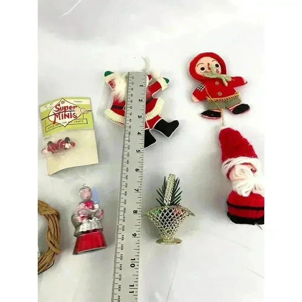 10x VTG Holiday Ornaments Christmas Santa Sleigh Wooden‎ Figures Collectibles